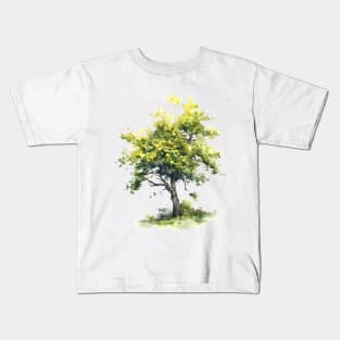 Simple Watercolor Evergreen Tree Kids T-Shirt